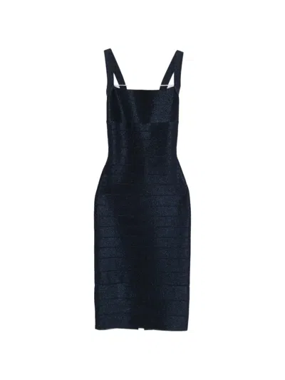 Herve Leger Neri Square-neck Midi Dress In Blue