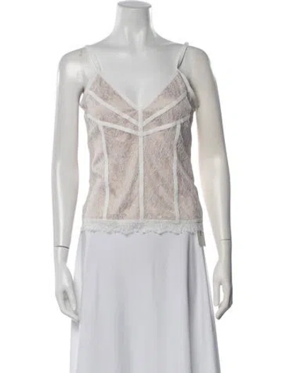 Pre-owned Herve Leger Nylon Lace Pattern Top In Neutrals