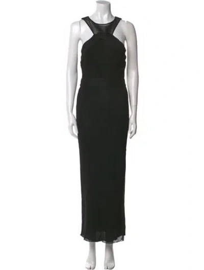 Pre-owned Herve Leger Nylon Long Dress In Black