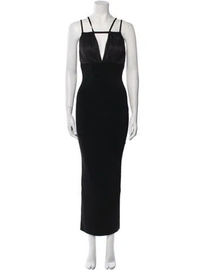 Pre-owned Herve Leger Nylon Long Dress In Black