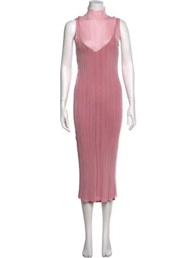 Pre-owned Herve Leger Nylon Long Dress In Pink