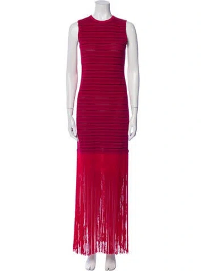 Pre-owned Herve Leger Nylon Long Dress In Pink