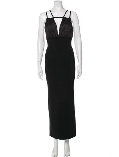 Pre-owned Herve Leger Nylon Long Dress W/ Tags In Black