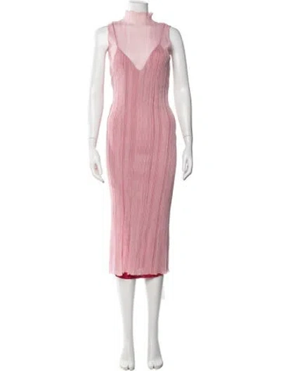 Pre-owned Herve Leger Nylon Midi Length Dress In Pink
