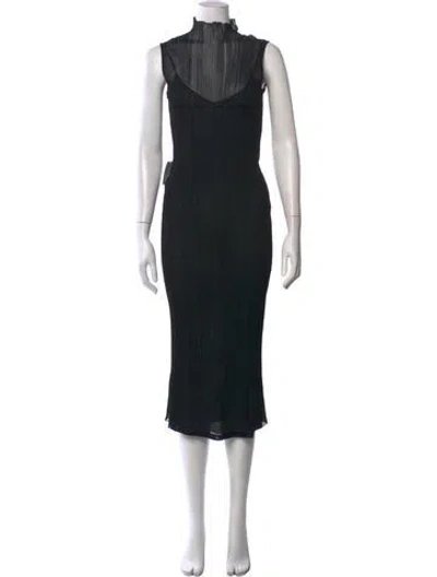 Pre-owned Herve Leger Nylon Midi Length Dress W/ Tags In Black