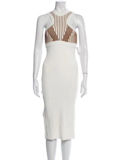 Pre-owned Herve Leger Nylon Midi Length Dress W/ Tags In White