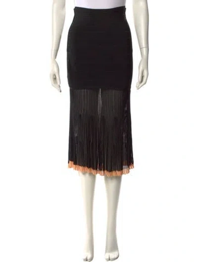 Pre-owned Herve Leger Nylon Midi Length Skirt In Black