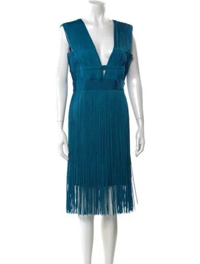 Pre-owned Herve Leger Nylon Mini Dress In Blue
