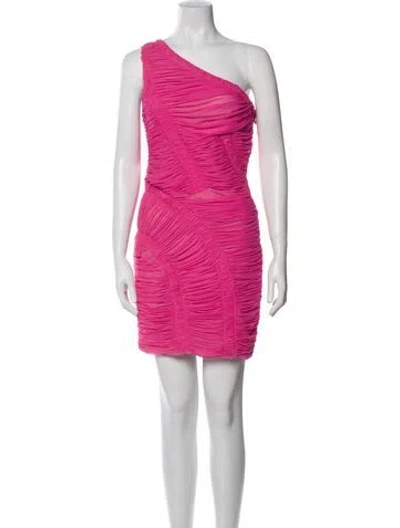 Pre-owned Herve Leger Nylon Mini Dress In Pink