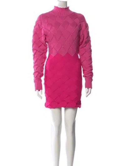 Pre-owned Herve Leger Nylon Mini Dress In Pink