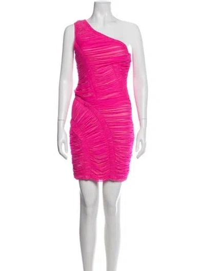 Pre-owned Herve Leger Nylon Mini Dress In Pink