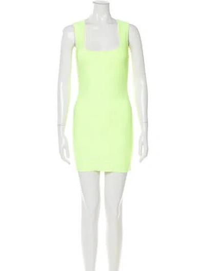 Pre-owned Herve Leger Nylon Mini Dress In Yellow
