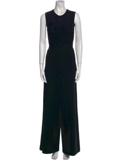 Pre-owned Herve Leger Nylon Scoop Neck Jumpsuit W/ Tags In Black