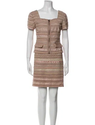 Pre-owned Herve Leger Nylon Striped Skirt Set In Neutral