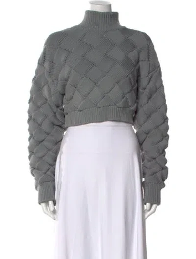 Pre-owned Herve Leger Nylon Turtleneck Sweater In Blue