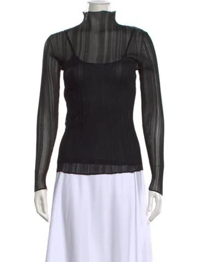 Pre-owned Herve Leger Nylon Turtleneck Top In Black
