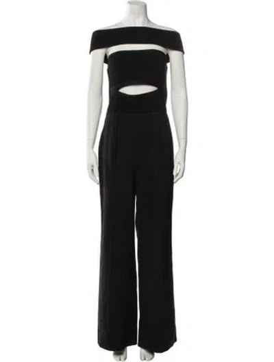 Pre-owned Herve Leger Off-the-shoulder Jumpsuit W/ Tags In Black