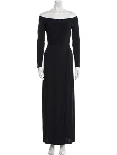Pre-owned Herve Leger Off-the-shoulder Long Dress In Black