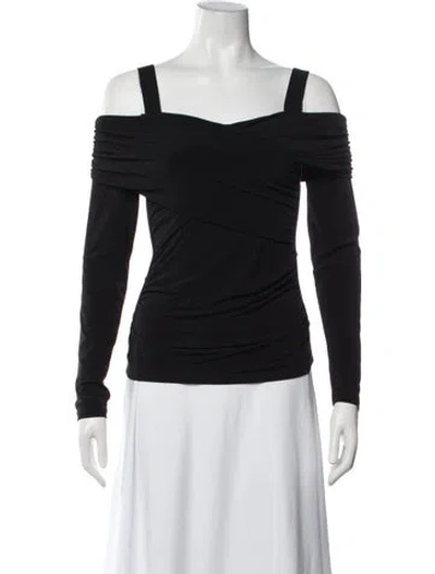 Pre-owned Herve Leger Off-the-shoulder Long Sleeve Top W/ Tags In Black