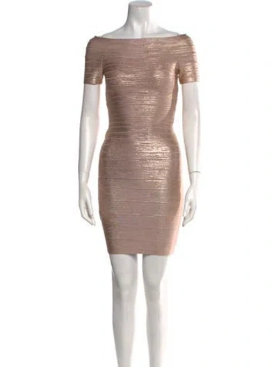 Pre-owned Herve Leger Off-the-shoulder Mini Dress