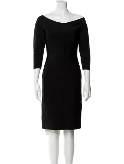 Pre-owned Herve Leger Off-the-shoulder Mini Dress In Black