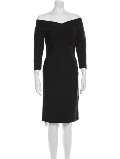 Pre-owned Herve Leger Off-the-shoulder Mini Dress In Black