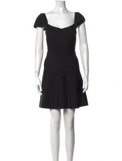 Pre-owned Herve Leger Off-the-shoulder Mini Dress In Black