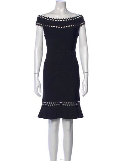 Pre-owned Herve Leger Off-the-shoulder Mini Dress In Multi