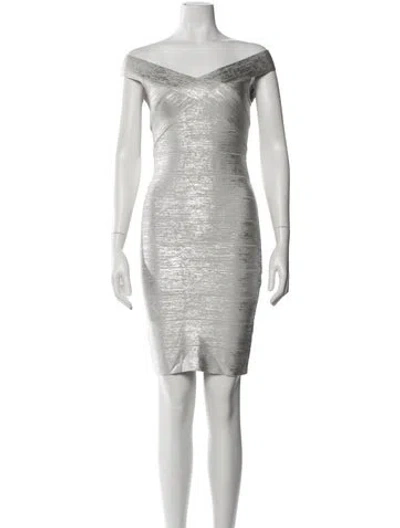 Pre-owned Herve Leger Off-the-shoulder Mini Dress W/ Tags