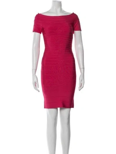 Pre-owned Herve Leger Off-the-shoulder Mini Dress W/ Tags In Red