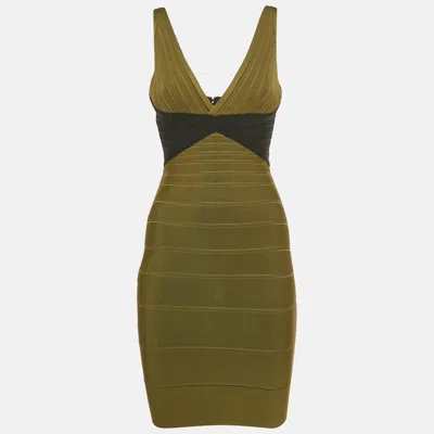 Herve Leger Olive Green Bandage Knit Kayitlyn Dress