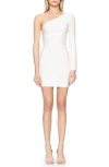Herve Leger One Shoulder Bandage Mini Dress In Alabaster