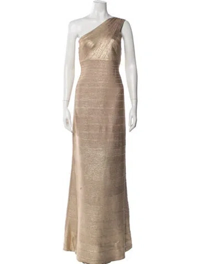 Pre-owned Herve Leger One-shoulder Long Dress