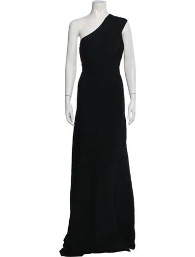 Pre-owned Herve Leger One-shoulder Long Dress In Black