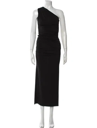 Pre-owned Herve Leger One-shoulder Long Dress W/ Tags In Black