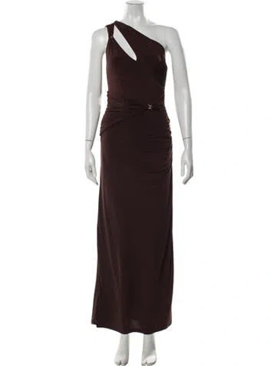 Pre-owned Herve Leger One-shoulder Long Dress W/ Tags In Brown