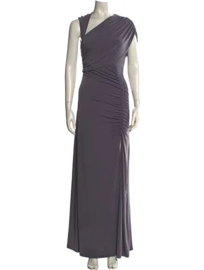Pre-owned Herve Leger One-shoulder Long Dress W/ Tags In Gray