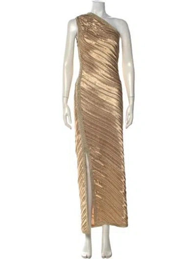 Pre-owned Herve Leger One-shoulder Long Dress W/ Tags In Multi