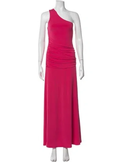 Pre-owned Herve Leger One-shoulder Long Dress W/ Tags In Pink