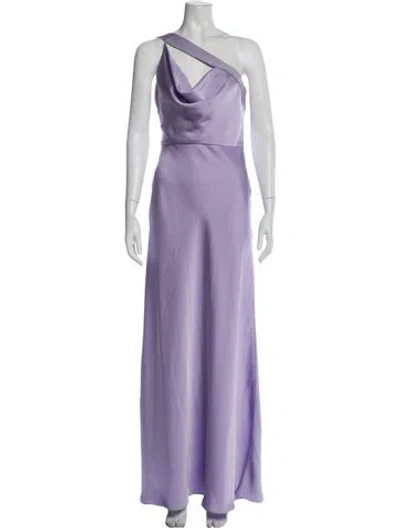 Pre-owned Herve Leger One-shoulder Long Dress W/ Tags In Purple