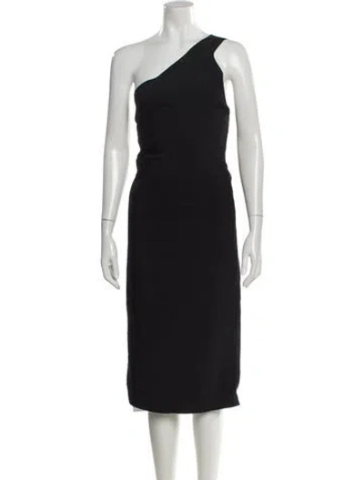 Pre-owned Herve Leger One-shoulder Midi Length Dress In Gray
