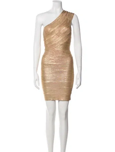 Pre-owned Herve Leger One-shoulder Mini Dress