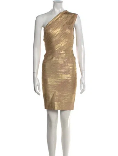 Pre-owned Herve Leger One-shoulder Mini Dress