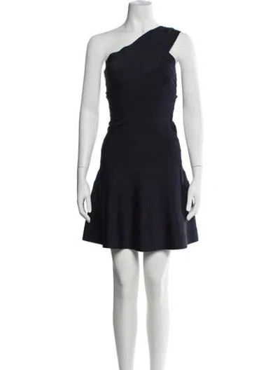 Pre-owned Herve Leger One-shoulder Mini Dress In Black