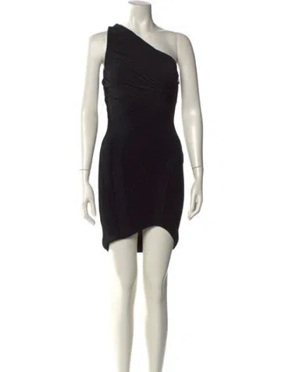 Pre-owned Herve Leger One-shoulder Mini Dress W/ Tags In Black