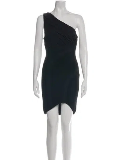 Pre-owned Herve Leger One-shoulder Mini Dress W/ Tags In Black