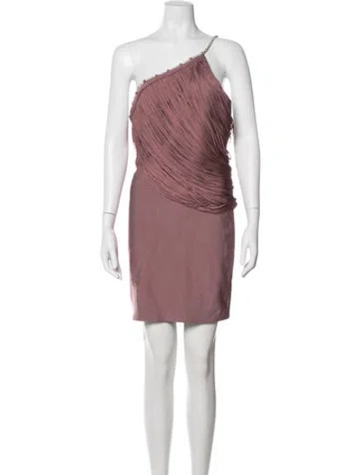 Pre-owned Herve Leger One-shoulder Mini Dress W/ Tags In Purple