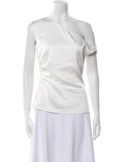 Pre-owned Herve Leger One-shoulder Sleeveless Blouse In White