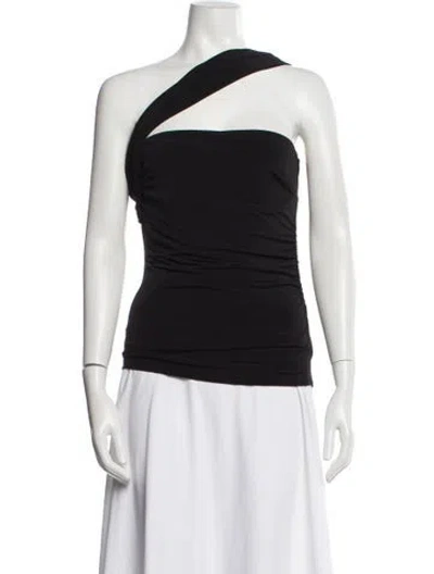 Pre-owned Herve Leger One-shoulder Sleeveless Top In Black