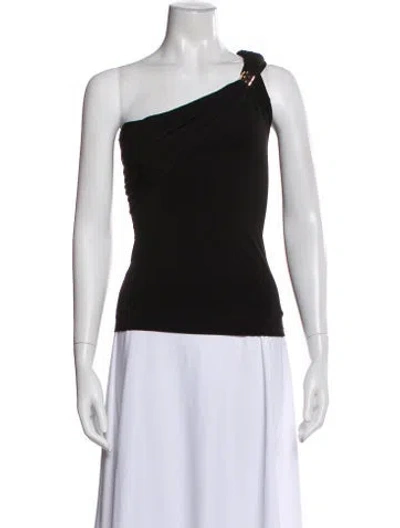 Pre-owned Herve Leger One-shoulder Sleeveless Top W/ Tags In Black